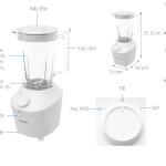 Máy xay sinh tố đa năng Philips HR2041/30 - 3 cối